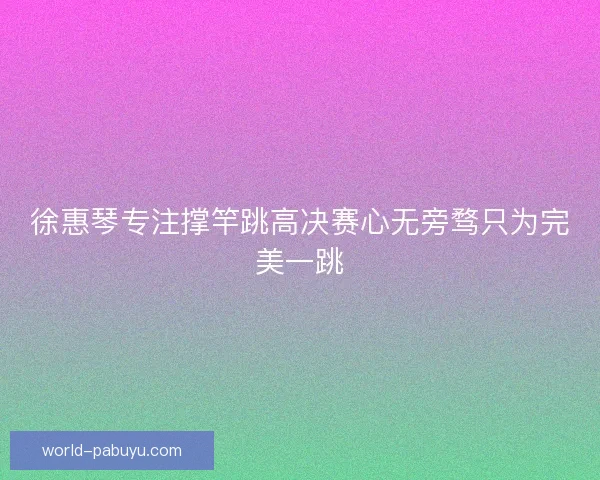 徐惠琴专注撑竿跳高决赛心无旁骛只为完美一跳